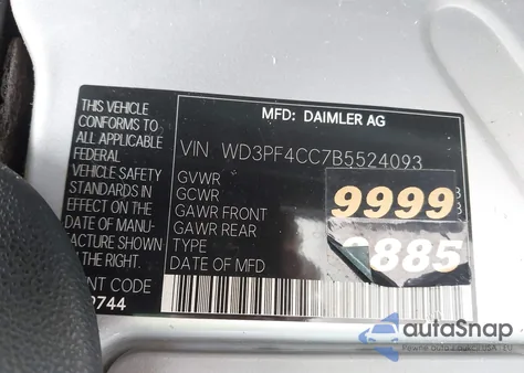 2011 Mercedes-Benz Sprinter 3500 z USA, uszkodzony, nr VIN WD3PF4CC7B5524093